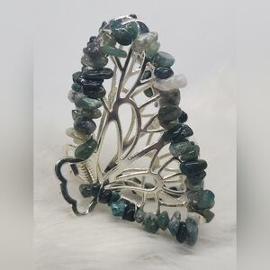 Moss Agate Butterfly Claw Clip | Nature-Inspired Crystal Hair Accessory